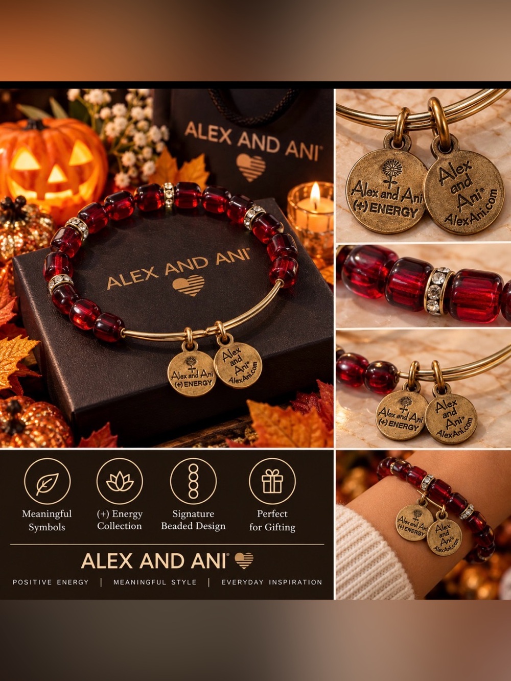 Alex and Ani Garnet Red Beaded Charm Bracelet